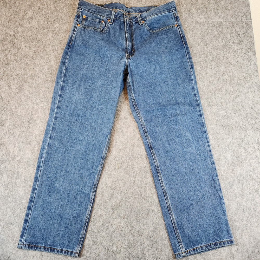 Levis 550 Lot 3 Relaxed Fit Jeans Men 36x30 Blue Tapered Leg Denim Casual Zip - Picture 2 of 16